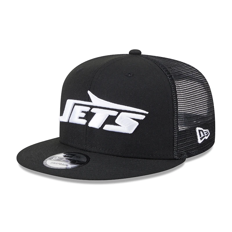 Men's New Era Black New York Jets  Main Trucker 9FIFTY Snapback Hat