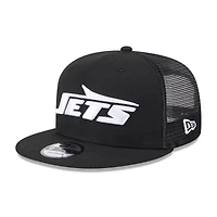 Men's New Era Black New York Jets  Main Trucker 9FIFTY Snapback Hat