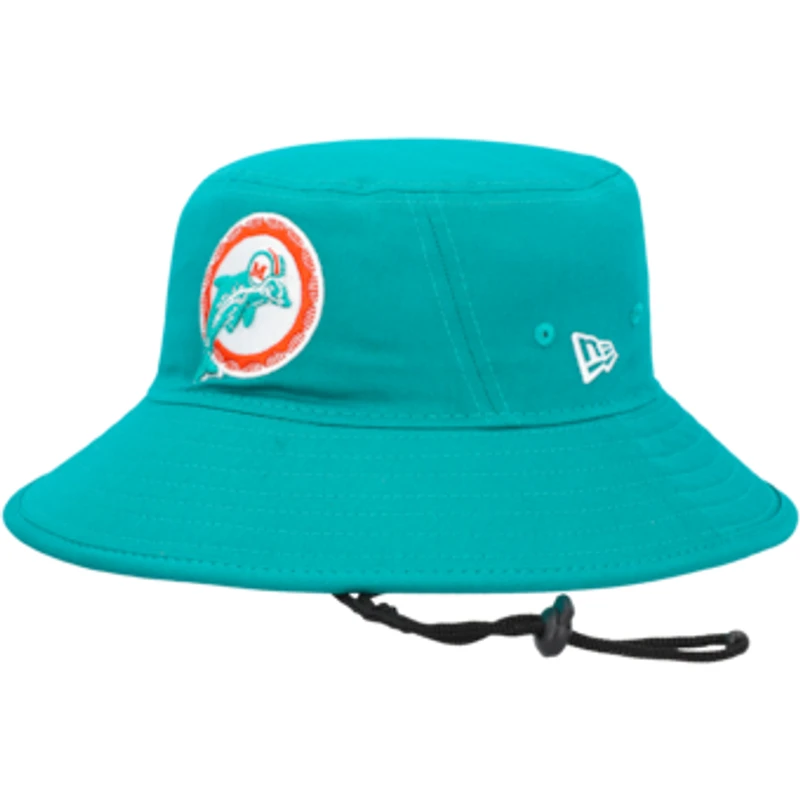 Men's New Era Aqua Miami Dolphins Throwback Logo Main Bucket Hat