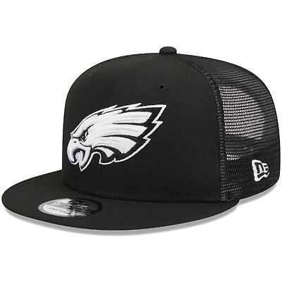 Men's New Era Black Philadelphia Eagles  Main Trucker 9FIFTY Snapback Hat