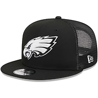 Men's New Era Black Philadelphia Eagles  Main Trucker 9FIFTY Snapback Hat