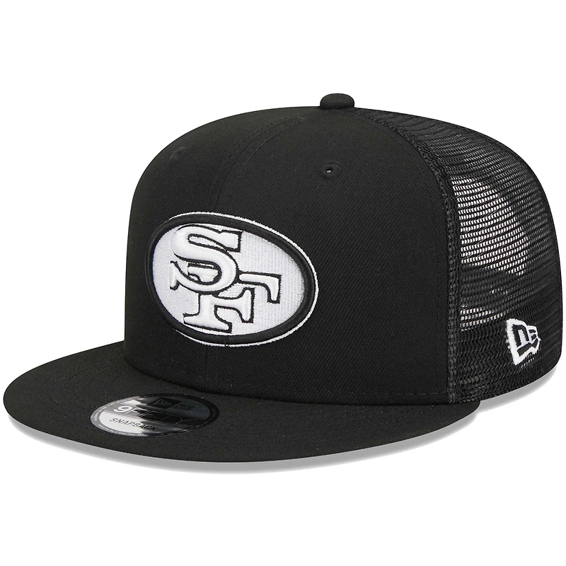 Men's New Era Black San Francisco 49ers Throwback Main Trucker 9FIFTY Snapback Hat