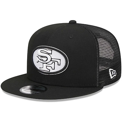 Men's New Era Black San Francisco 49ers Throwback Main Trucker 9FIFTY Snapback Hat