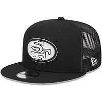 Men's New Era Black San Francisco 49ers Throwback Main Trucker 9FIFTY Snapback Hat