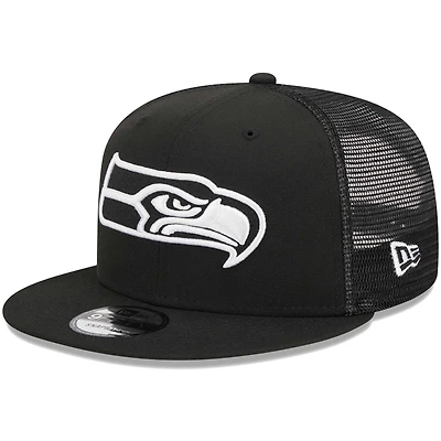 Men's New Era Black Seattle Seahawks  Main Trucker 9FIFTY Snapback Hat