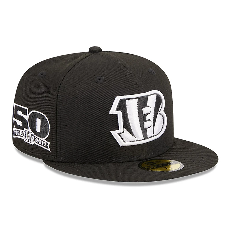 Men's New Era Black Cincinnati Bengals Main Patch 59FIFTY Fitted Hat
