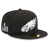 Men's New Era Black Philadelphia Eagles  Main Patch 59FIFTY Fitted Hat