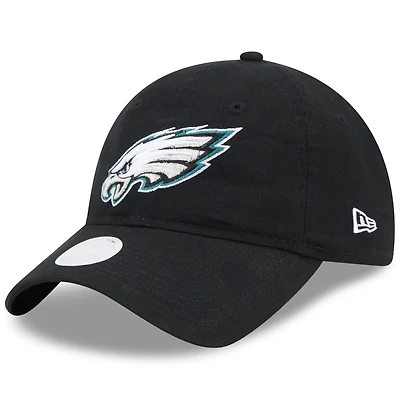 Women's New Era  Black Philadelphia Eagles  Main Core Classic 2.0 9TWENTY Adjustable Hat