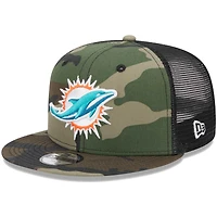 Youth New Era Camo Miami Dolphins  Main Trucker 9FIFTY Snapback Hat