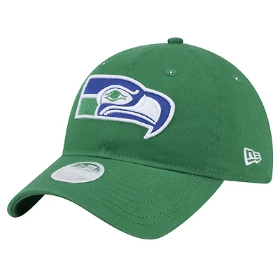 Women's New Era  Green Seattle Seahawks Throwback Main Core Classic 2.0 9TWENTY Adjustable Hat