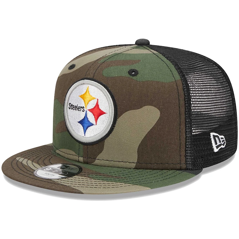 Youth New Era Camo Pittsburgh Steelers  Main Trucker 9FIFTY Snapback Hat