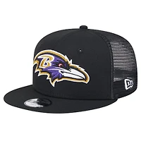 Youth New Era Black Baltimore Ravens  Main Trucker 9FIFTY Snapback Hat
