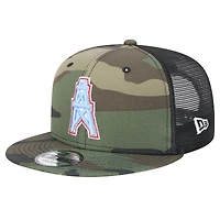 Men's New Era Camo Tennessee Titans Oilers Throwback Main Trucker 9FIFTY Snapback Hat