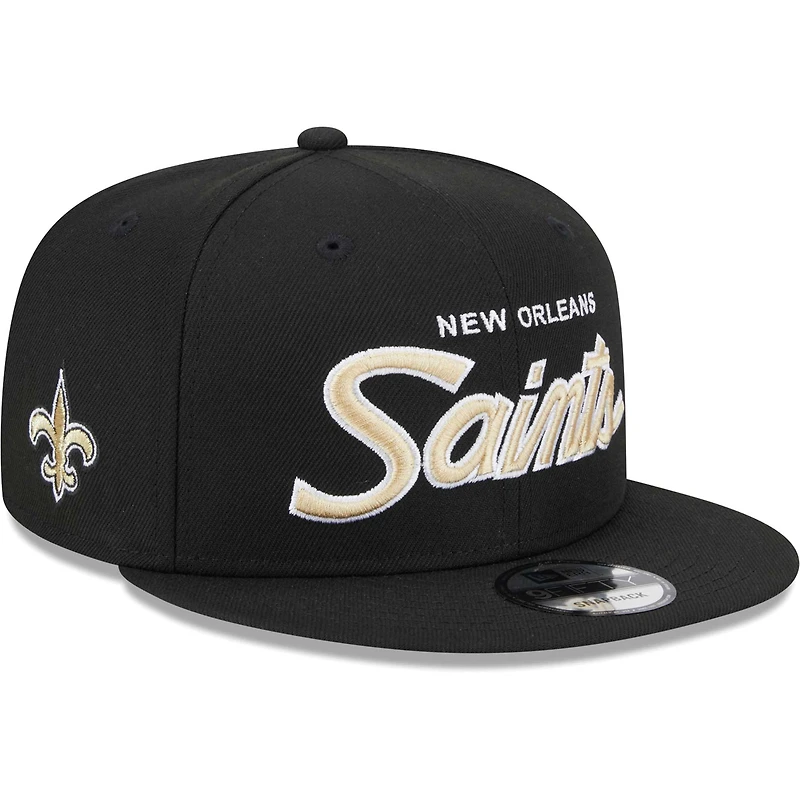 Men's New Era Black New Orleans Saints Main Script 9FIFTY Snapback Hat