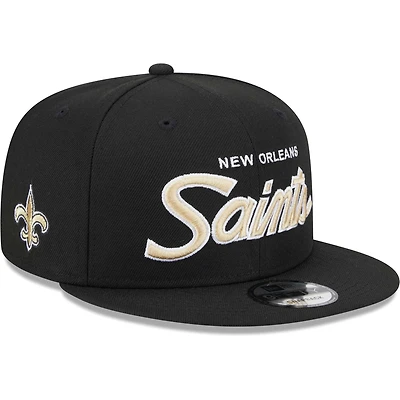Men's New Era Black New Orleans Saints Main Script 9FIFTY Snapback Hat