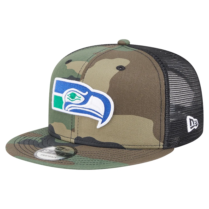 Men's New Era Camo Seattle Seahawks  Main Trucker 9FIFTY Snapback Hat