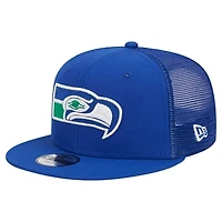 Youth New Era Royal Seattle Seahawks Throwback Main Trucker 9FIFTY Snapback Hat