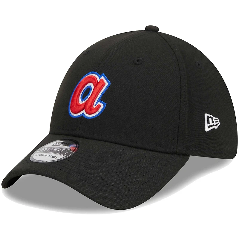 Men's New Era Black Atlanta Braves Logo 39THIRTY Flex Hat