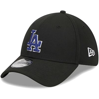 Men's New Era Black Los Angeles Dodgers Logo 39THIRTY Flex Hat