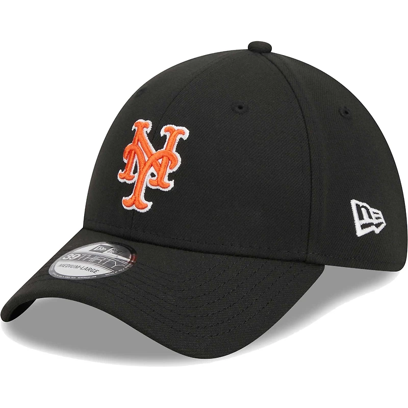 Men's New Era Black New York Mets Logo 39THIRTY Flex Hat