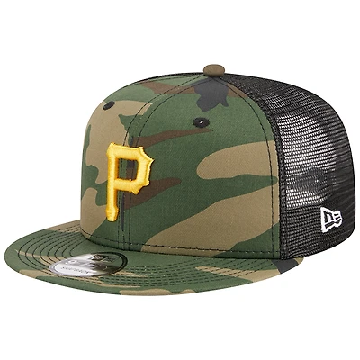 Men's New Era Camo Pittsburgh Pirates Woodland Camo Trucker 9FIFTY Snapback Hat