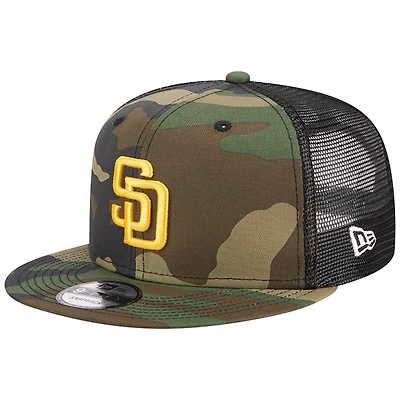 Men's New Era Camo San Diego Padres Woodland Camo Trucker 9FIFTY Snapback Hat