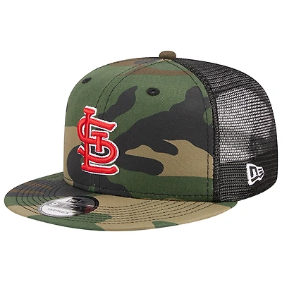 Men's New Era Camo St. Louis Cardinals Woodland Camo Trucker 9FIFTY Snapback Hat