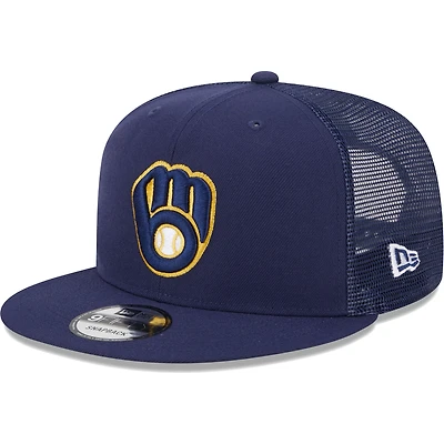 Men's New Era Navy Milwaukee Brewers Team Color Trucker 9FIFTY Snapback Hat