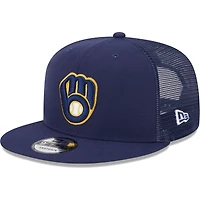 Men's New Era Navy Milwaukee Brewers Team Color Trucker 9FIFTY Snapback Hat