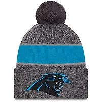 Men's New Era  Gray Carolina Panthers 2023 Sideline Sport Cuffed Pom Knit Hat