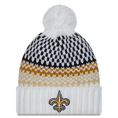 Women's New Era  White New Orleans Saints 2023 Sideline Cuffed Knit Hat with Pom
