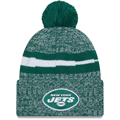 Men's New Era  Green New York Jets 2023 Sideline Cuffed Knit Hat With Pom