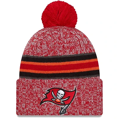 Men's New Era Red Tampa Bay Buccaneers 2023 Sideline Cuffed Knit Hat With Pom