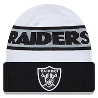 Men's New Era  White/Black Las Vegas Raiders 2023 Sideline Tech Cuffed Knit Hat