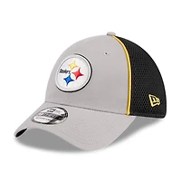 Men's New Era Gray Pittsburgh Steelers  Pipe 39THIRTY Flex Hat