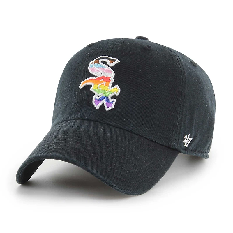 Men's '47  Black Chicago White Sox Team Pride Clean Up Adjustable Hat