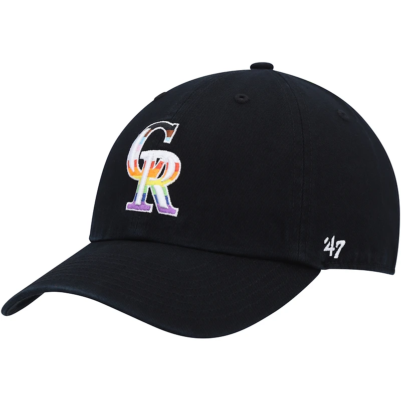 Men's '47 Black Colorado Rockies Team Pride Clean Up Adjustable Hat
