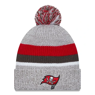 Men's New Era Heather Gray Tampa Bay Buccaneers Cuffed Knit Hat with Pom