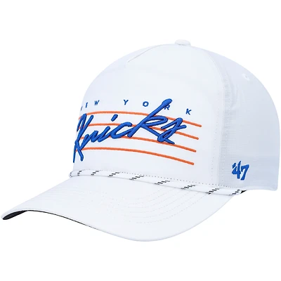 Men's '47  White New York Knicks Downburst Hitch Snapback Hat