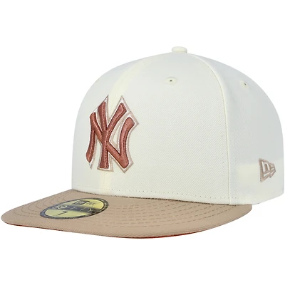 Men's New Era Cream New York Yankees Chrome Camel Rust Undervisor 59FIFTY Fitted Hat