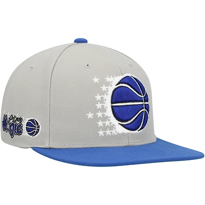 Men's Mitchell & Ness  Gray/Blue Orlando Magic Hardwood Classics Essentials 2.0 Snapback Hat