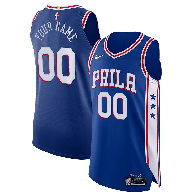 Men's Nike Royal Philadelphia 76ers Custom Authentic Jersey - Icon Edition