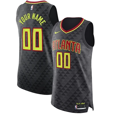 Men's Nike Black Atlanta Hawks Authentic Custom Jersey - Icon Edition