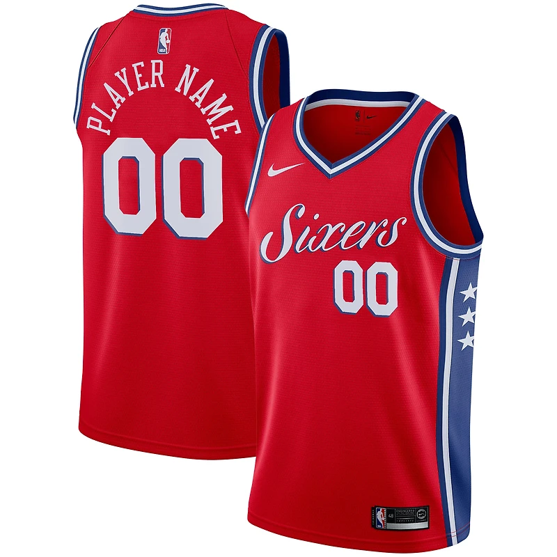 Men's Nike Red Philadelphia 76ers Swingman Custom Jersey - Statement Edition