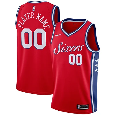 Men's Nike Red Philadelphia 76ers Swingman Custom Jersey - Statement Edition