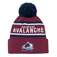 Youth Colorado Avalanche Burgundy Jacquard Cuffed Knit Hat with Pom