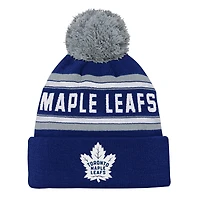 Youth Toronto Maple Leafs Blue Jacquard Cuffed Knit Hat with Pom