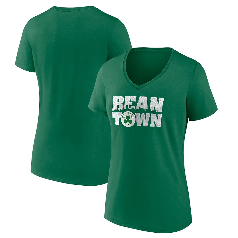 Women's Kelly Green Boston Celtics Announcer V-Neck T-Shirt