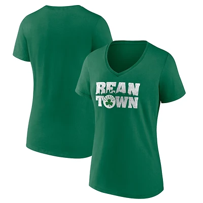 Women's Kelly Green Boston Celtics Announcer V-Neck T-Shirt