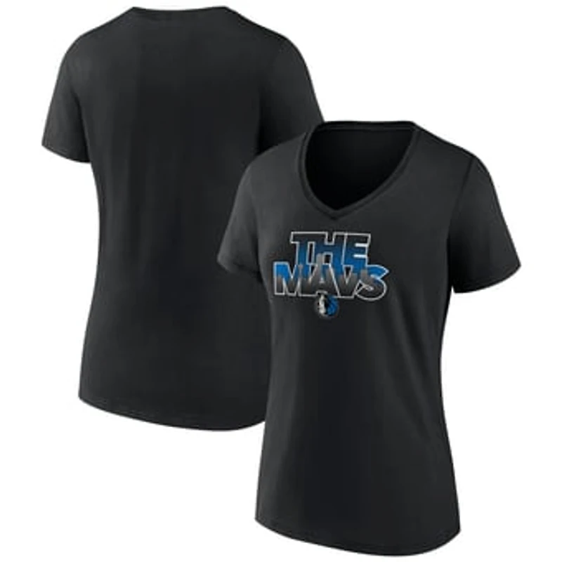 Women's Black Dallas Mavericks Announcer V-Neck T-Shirt
